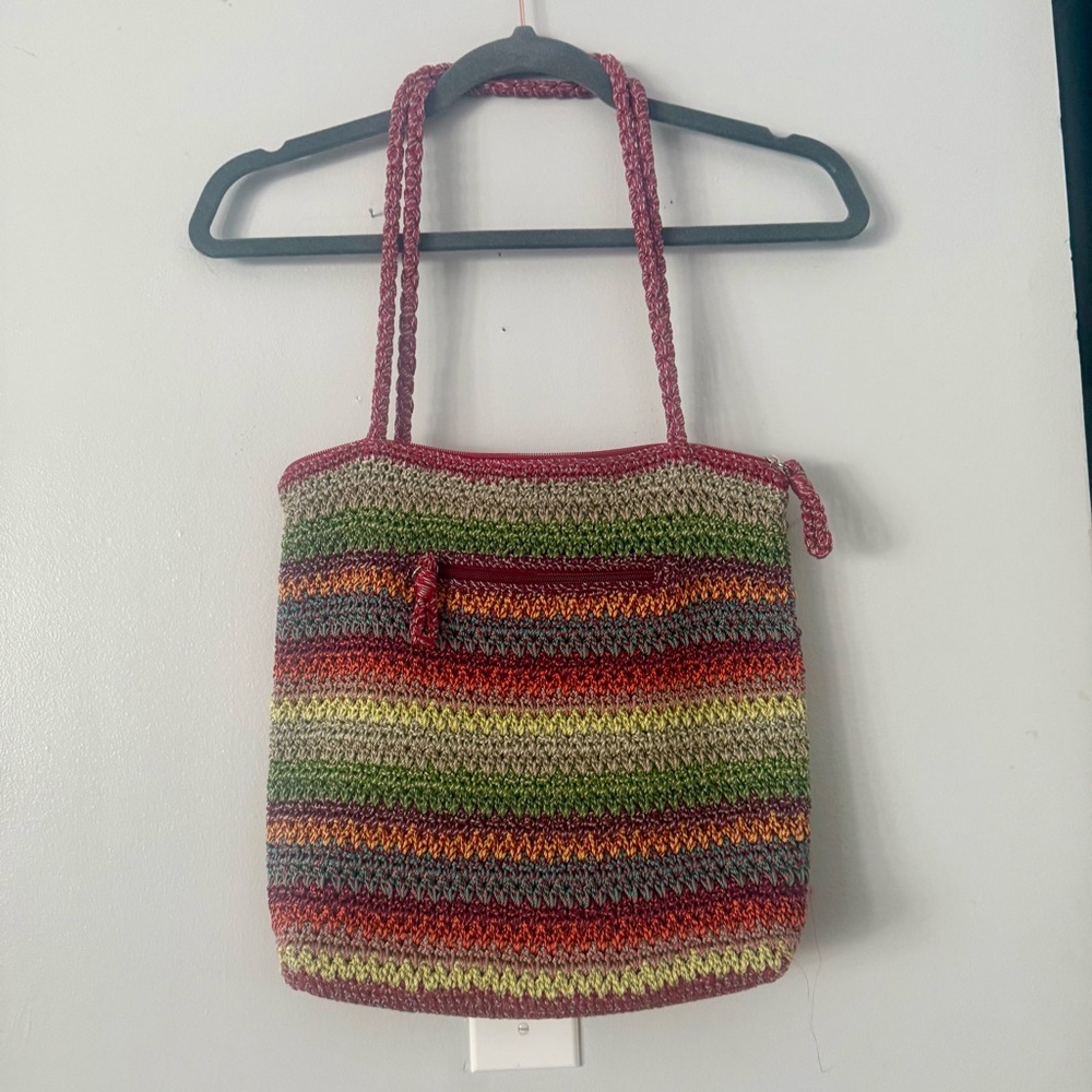 The Sak Striped Vibrant Playful Crochet Shoulder Bag